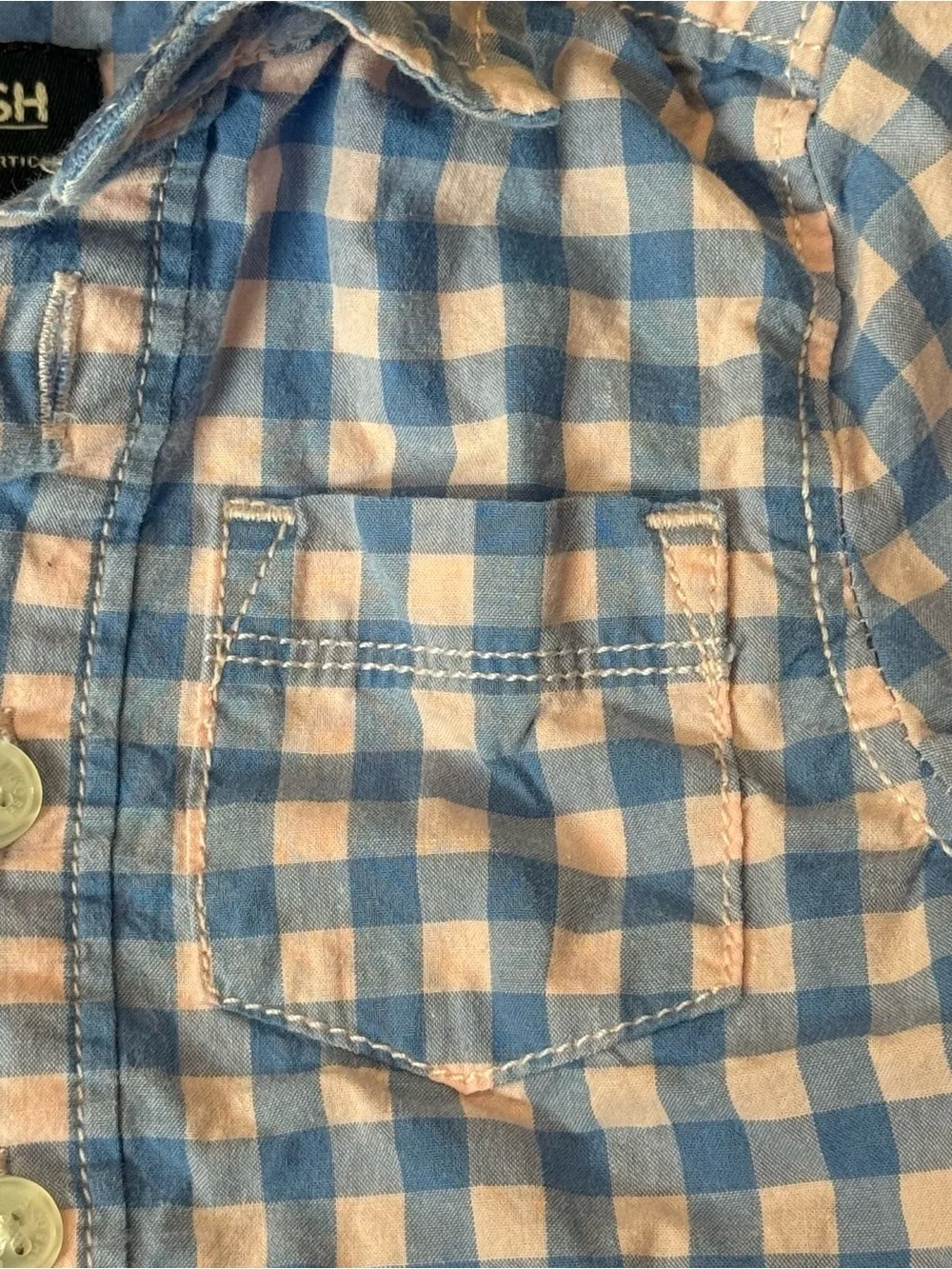 OshKosh Baby Boy Gingham Button Down Bodysuit 9M